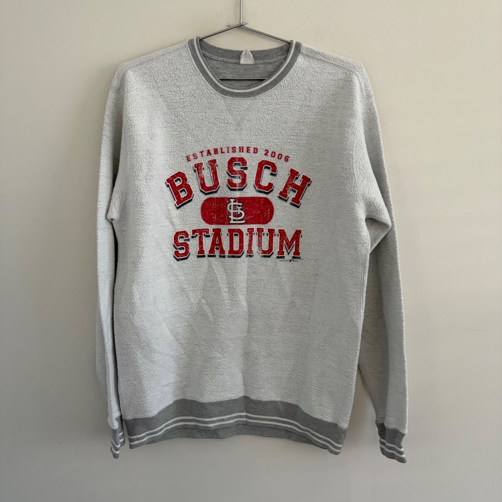 Busch Stadium St Louis Cardinals Gray Sherpa Fleece Sweatshirt Mens XL